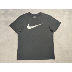 Nike Shirt Adult Mens Large Black Big Swoosh Logo Short Sleeve